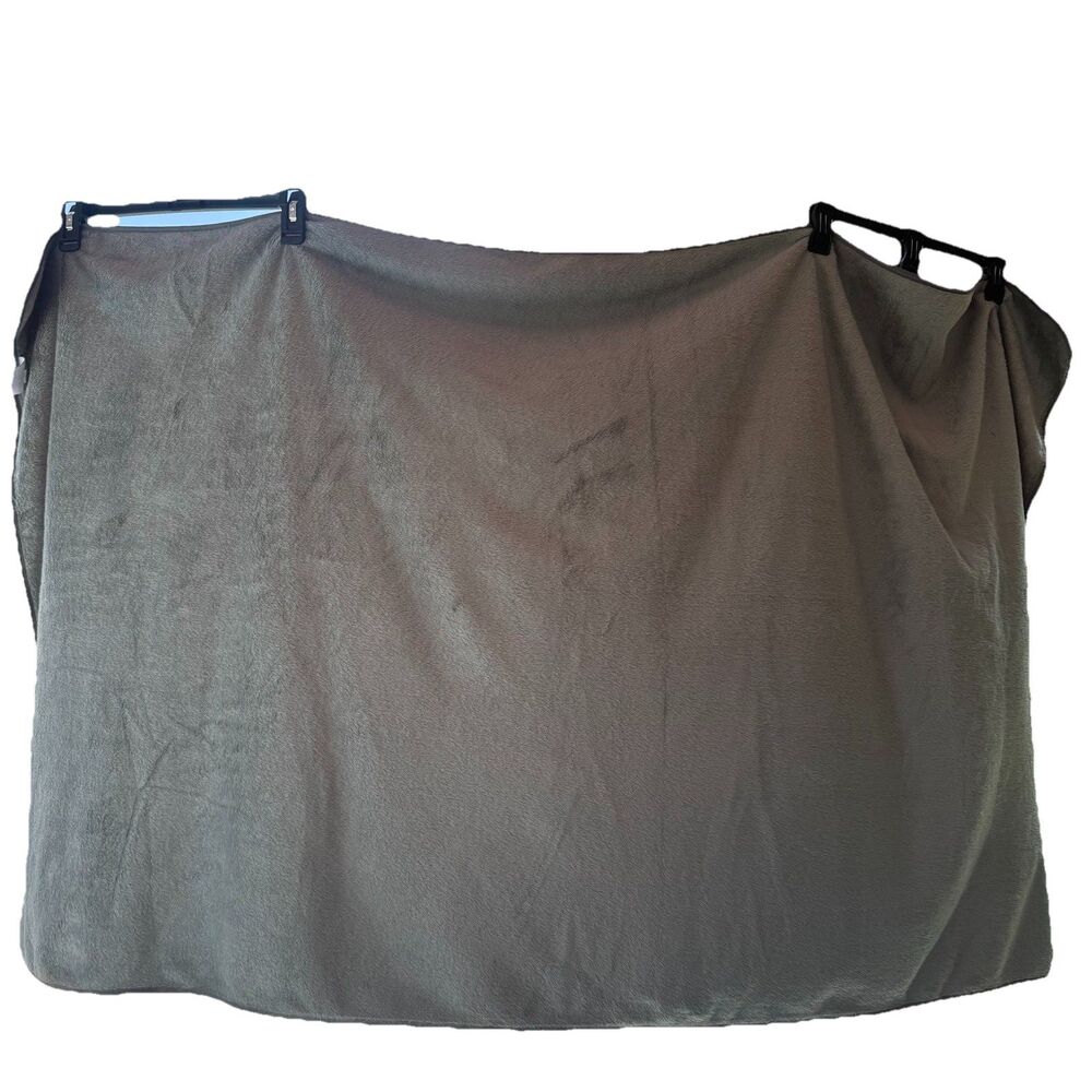 RH Restoration Hardware Gray Faux Fur Throw Lap Blanket 62x32 Soft